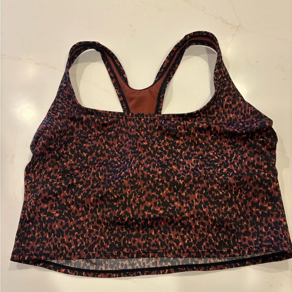 all in motion Rust and Black Leopard lined bathing suit top